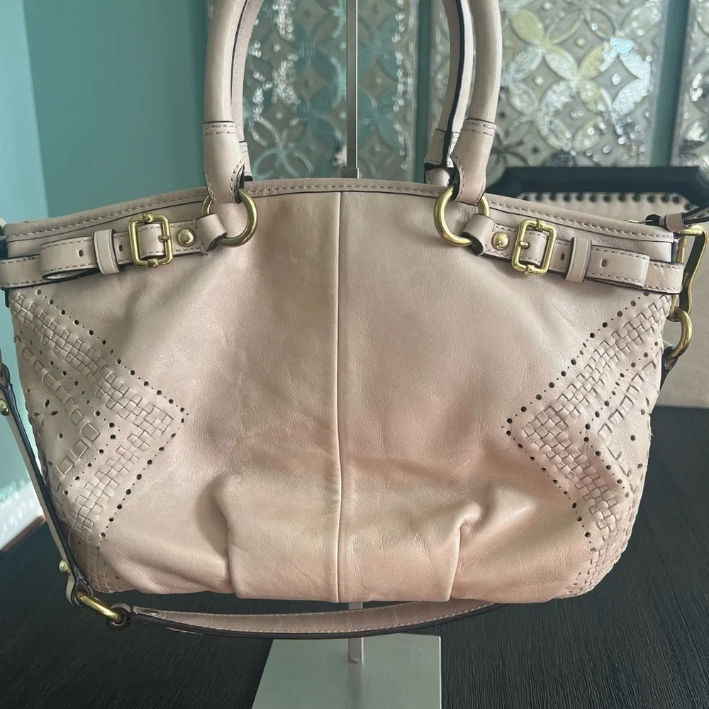 Coach Madison Criss Cross Leather Sophia Satchel Shoulder Bag